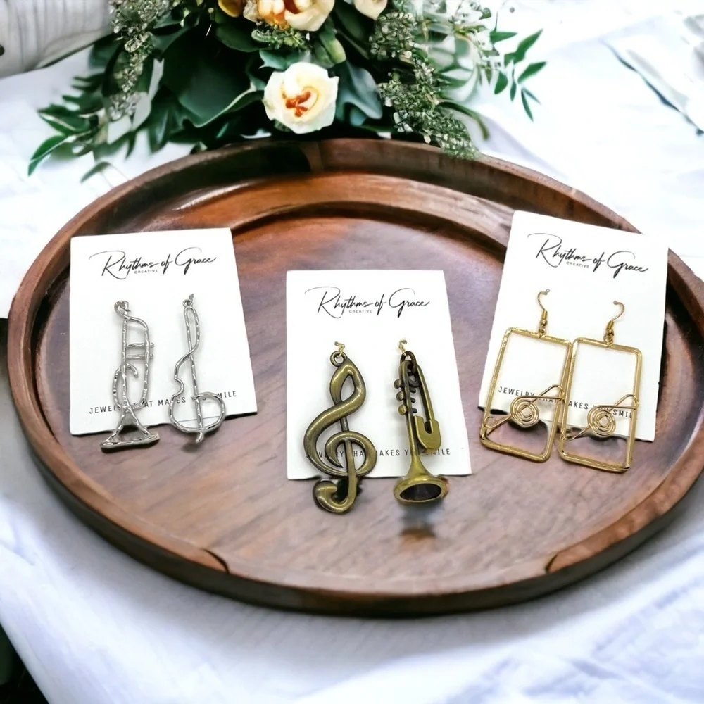 Catch the Vibe: Silver Jazz Fest Dangle Earrings to Swing Your Style! NWT Music